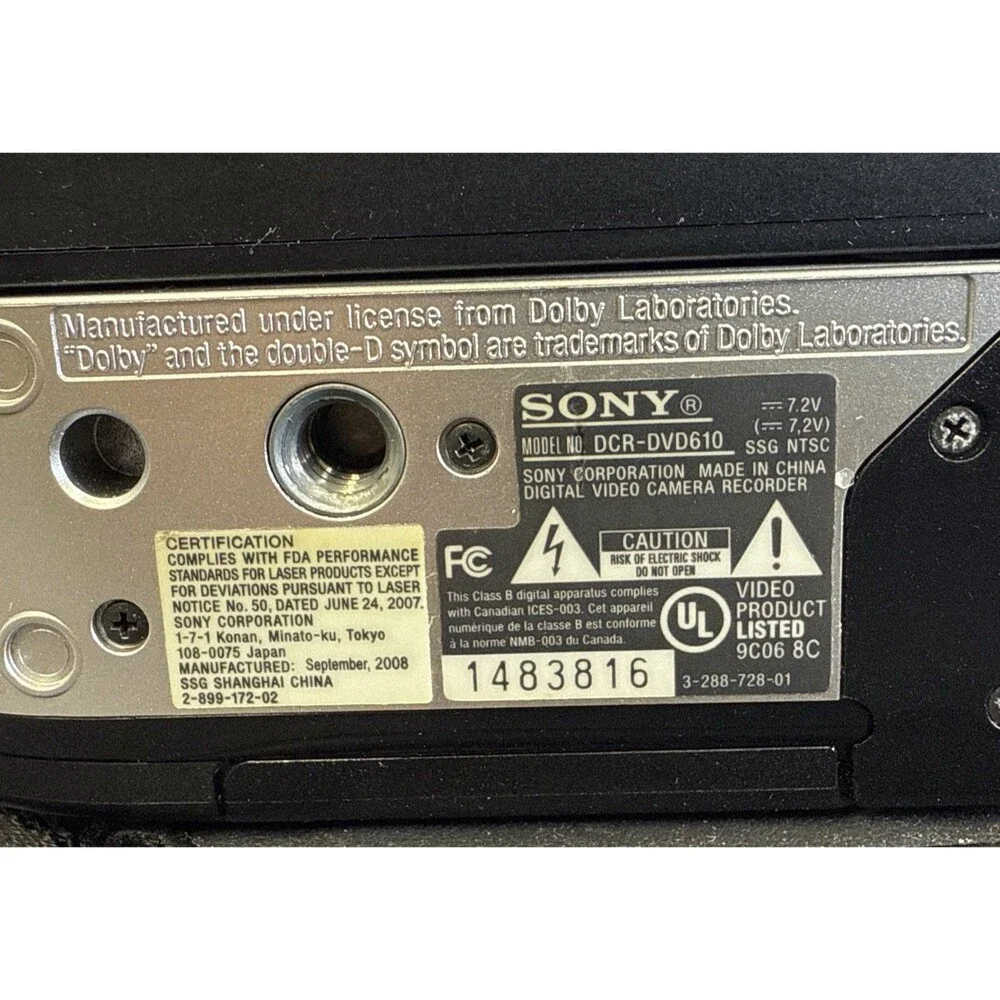 Sony HandyCam DCR-DVD610 Mini DVD Hybrid Camcorder-untested, No Charger, Battery